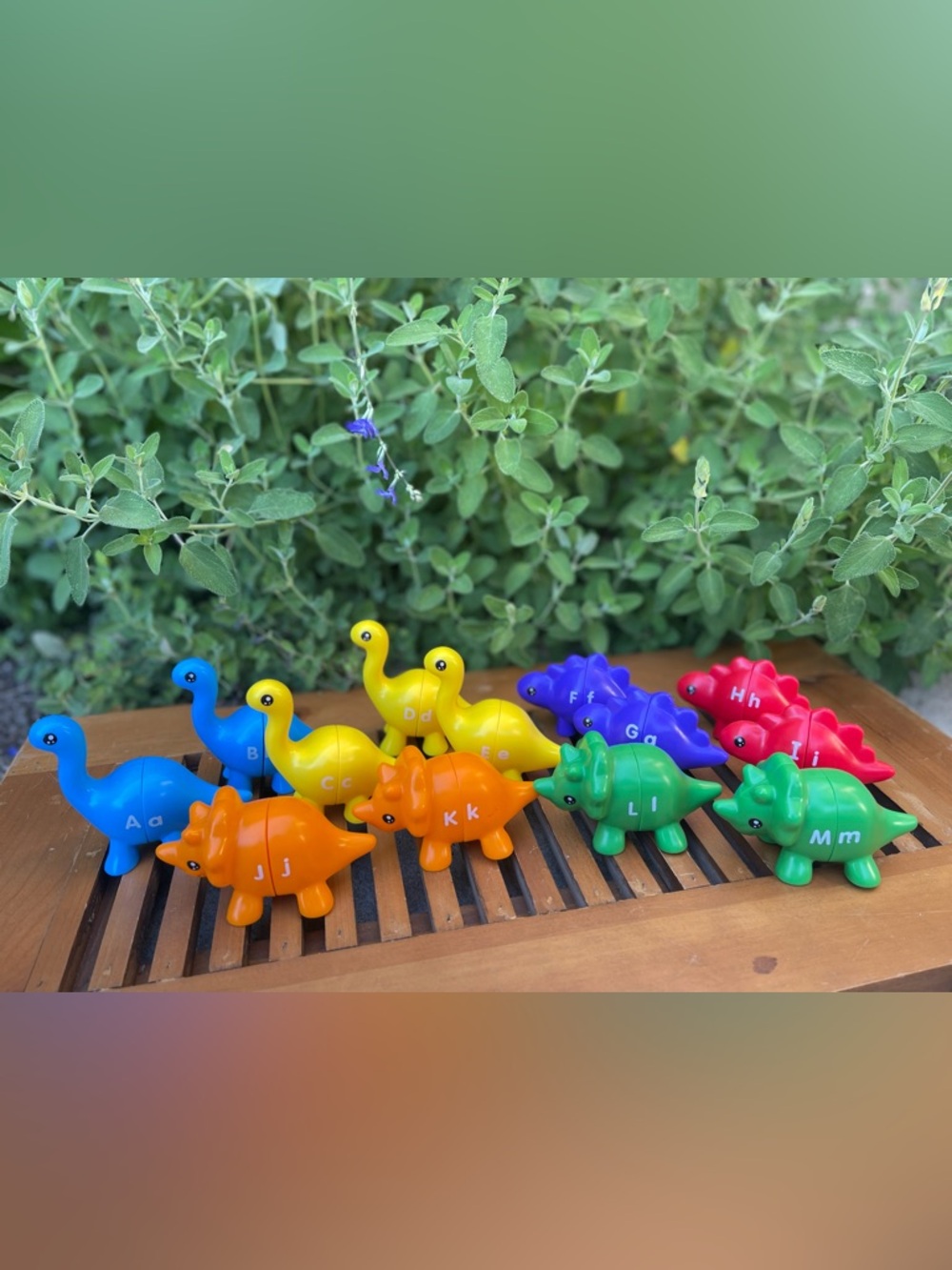 Colorful Alphabet Dinosaur Toy Set - Yellow, Orange, Green, Blue, Purple